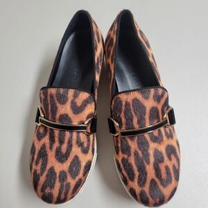 Stella McCartney Binx Platform Slip On Sneakers Faux Fur Leopard Print Size 37.